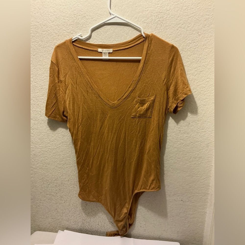 Bozzolo Mustard V-Neck Pocket Bodysuit
